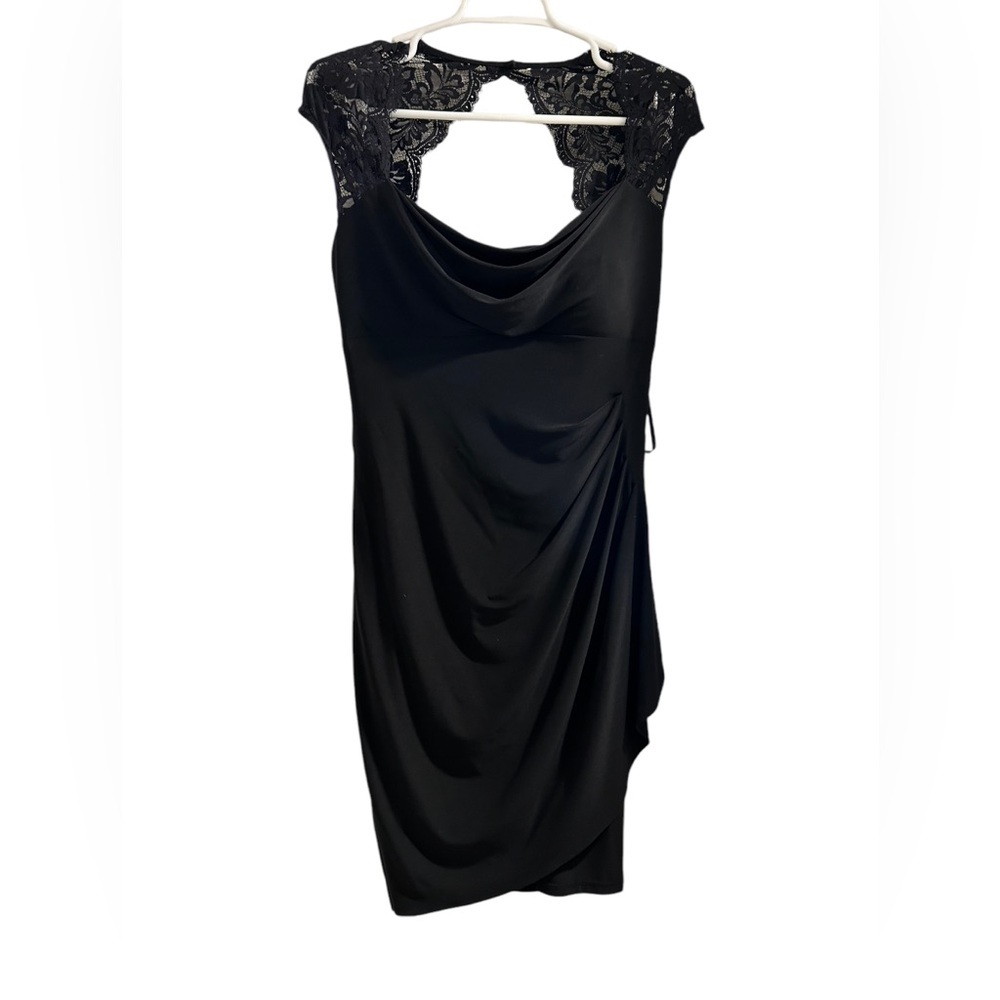 Vintage Cache Sexy Lace Shoulder Little Black Mini Dress size 10